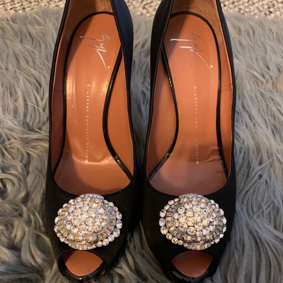 Giuseppe Zanotti black satin and crystal heels - Picture 2 of 6